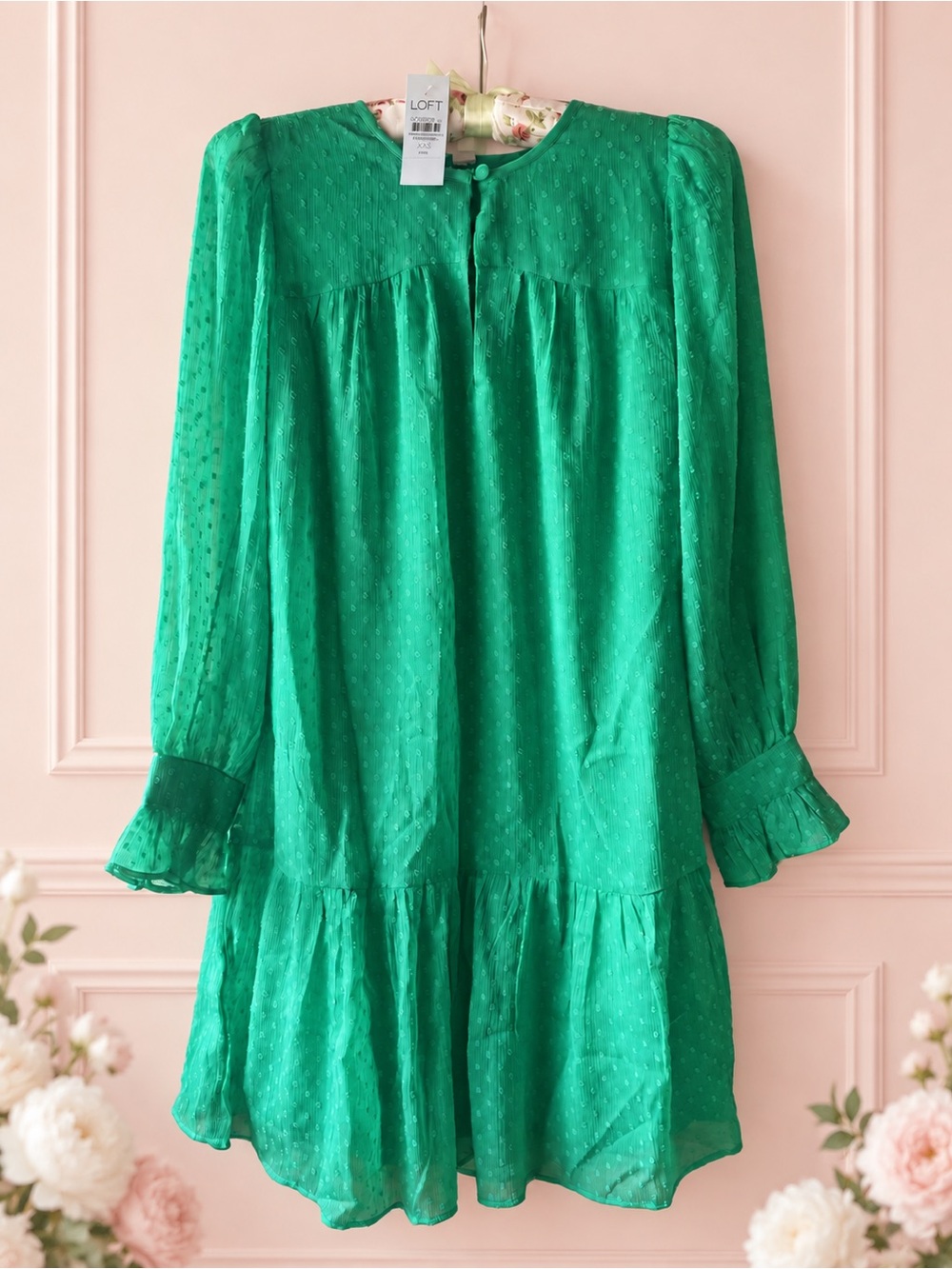 LOFT Petite Clip Dot Tiered Swing Dress — Size XXS Petite, NWT